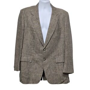 Hickey Freeman‎ Blazer Mens Large Brown Wool British Isles Check Tweed Jacket